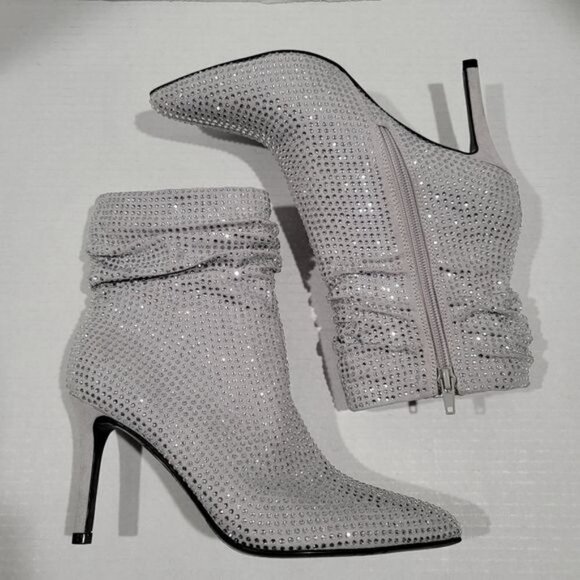 Nine West Rhinestones Dress Pointed Toe Booties Size 6.5 - Picture 2 of 12